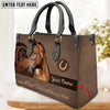 JC Warmblood Horse Never Walk Alone Custom Name 3D Leather Handbag