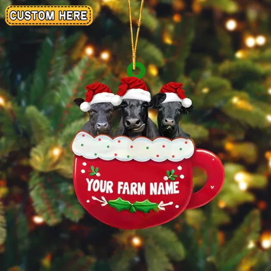 Joycorners Black Angus Cattle Christmas Cup Custom Shape Acrylic Ornament