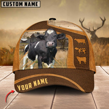 Joycorners Holstein Cattle Leather Pattern Customized Name Cap
