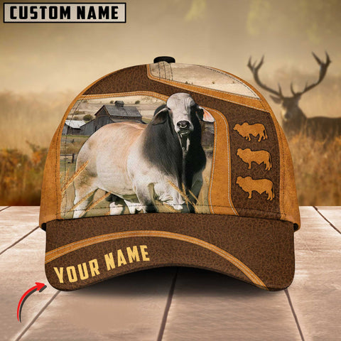 Joycorners Brahman Cattle Leather Pattern Customized Name Cap