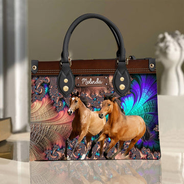 JC Horse Lovers Custom Name 3D Leather Handbag
