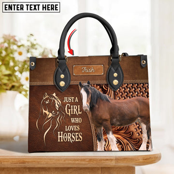 JC Horse Lovers Carving Leather Pattern Custom Name 3D Leather Handbag For Trish