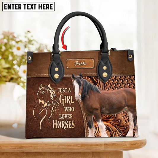 JC Horse Lovers Carving Leather Pattern Custom Name 3D Leather Handbag For Trish