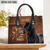 JC Friesian Horse Just A Girl Who Loves Horses Custom Name 3D Leather Handbag