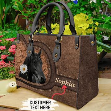 JC Horse Lovers Carving Leather Pattern Custom Name 3D Leather Handbag