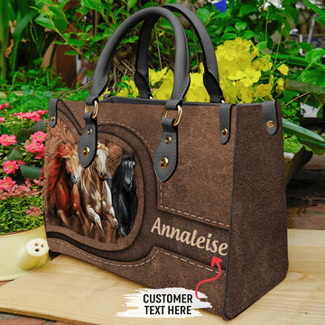 JC Horse Lovers Carving Leather Pattern Custom Name 3D Leather Handbag