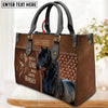 JC Friesian Horse Just A Girl Who Loves Horses Custom Name 3D Leather Handbag