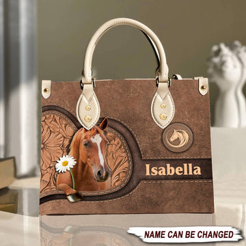 JC Horse Lovers Carving Leather Pattern Custom Name 3D Leather Handbag