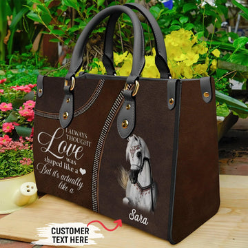 JC Horse Lovers Custom Name 3D Leather Handbag