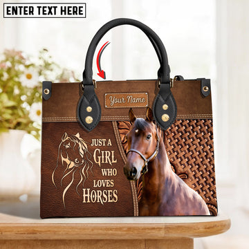 JC Morgan Horse Just A Girl Who Loves Horses Custom Name 3D Leather Handbag