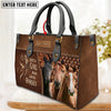 JC Horse Lovers Just A Girl Who Loves Horses Custom Name 3D Leather Handbag
