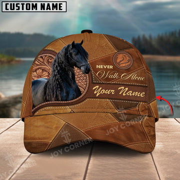 Joycorners Friesian Horse Never Walk Alone Custom Name 3D Classic Cap
