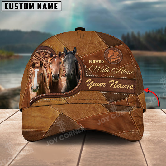 Joycorners Horse Lovers Never Walk Alone Custom Name 3D Classic Cap
