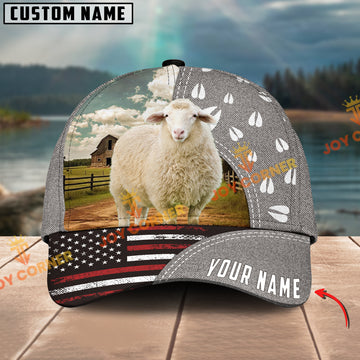 Joycorners Sheep Cattle American Flag Customized Name 3D Classic Cap