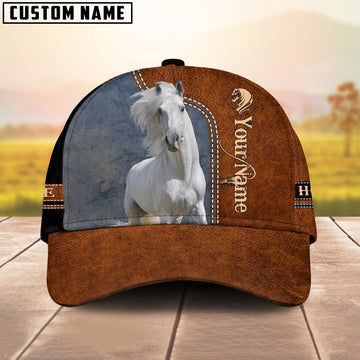 JoyCorners White Horse Lovers Customized Name Cap