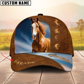 JoyCorners Brown Horse Lovers Customized Name Cap