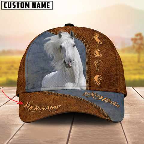 JoyCorners White Horse Lovers Customized Name Cap