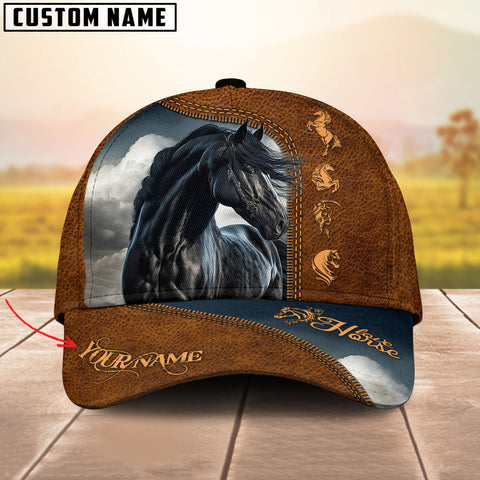 JoyCorners Black Horse Lovers Customized Name Cap
