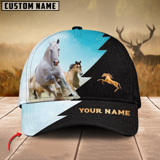 Joycorners Horse Lovers Leather Pattern Customized Name Cap