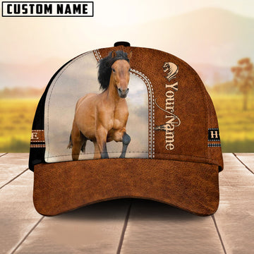 JoyCorners Brown Horse Lovers Customized Name Cap