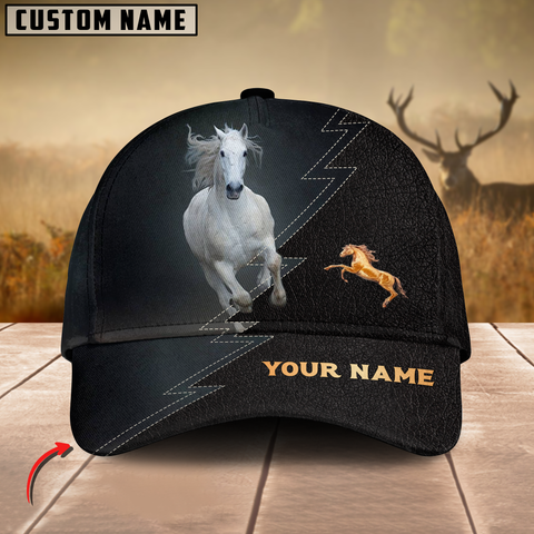 Joycorners Horse Lovers Leather Pattern Customized Name Cap