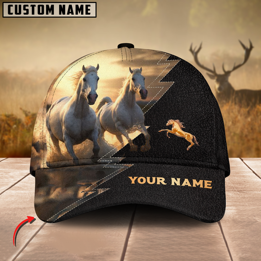 Joycorners Horse Lovers Leather Pattern Customized Name Cap