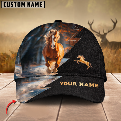 Joycorners Horse Lovers Leather Pattern Customized Name Cap