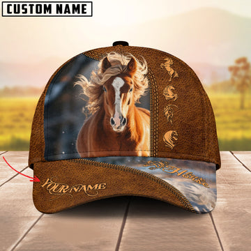 JoyCorners Brown Horse Lovers Customized Name Cap