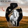 Joycorners Custom Name White Horse Lovers 3D Hoodie