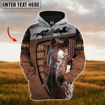 Joycorners Custom Name Appaloosa Horse Carving Leather Pattern 3D Hoodie