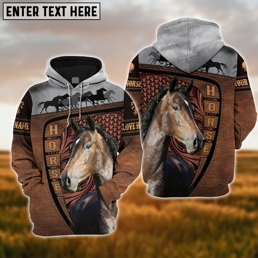 Joycorners Custom Name Hackney Horse Carving Leather Pattern 3D Hoodie