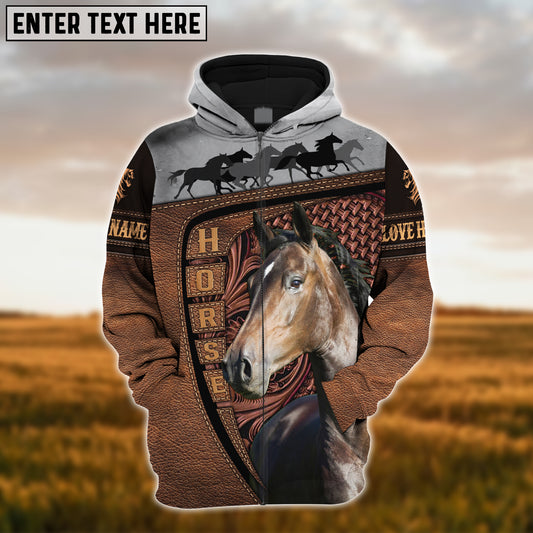 Joycorners Custom Name Hackney Horse Carving Leather Pattern 3D Hoodie