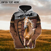 Joycorners Custom Name Palomino Horse Carving Leather Pattern 3D Hoodie