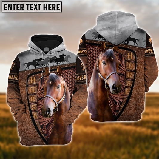 Joycorners Custom Name Morgan Horse Carving Leather Pattern 3D Hoodie