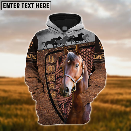 Joycorners Custom Name Morgan Horse Carving Leather Pattern 3D Hoodie