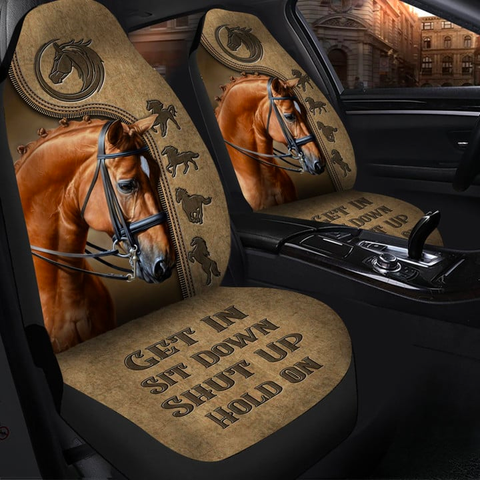 Joycorners Brown Horse Leather Pattern Car Seat Covers Universal Fit (2Pcs)