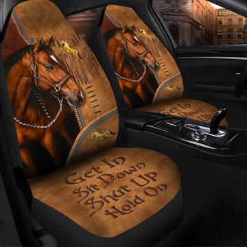 Joycorners Brown Horse Brown Pattern Car Seat Covers Universal Fit (2Pcs)