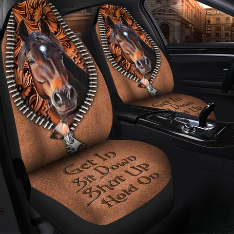 Joycorners Brown Horse Brown Pattern Car Seat Covers Universal Fit (2Pcs)