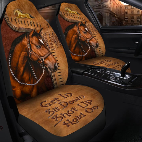 Joycorners Brown Horse Brown Pattern Car Seat Covers Universal Fit (2Pcs)