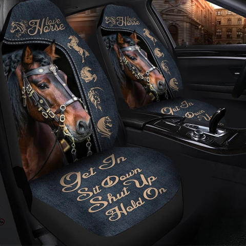 Joycorners Brown Horse Pattern Car Seat Covers Universal Fit (2Pcs)
