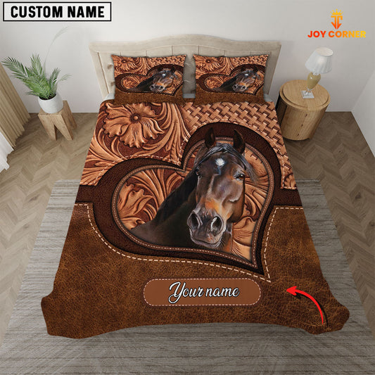 Joycorners Horse Lovers Brown Pattern Customized Name 3D Bedding Set