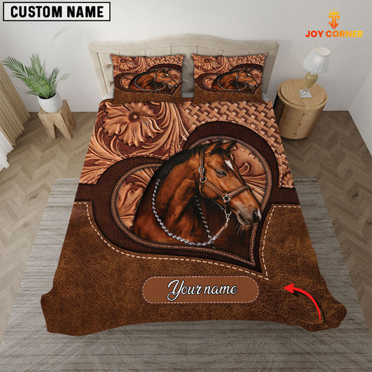 Joycorners Horse Lovers Brown Pattern Customized Name 3D Bedding Set