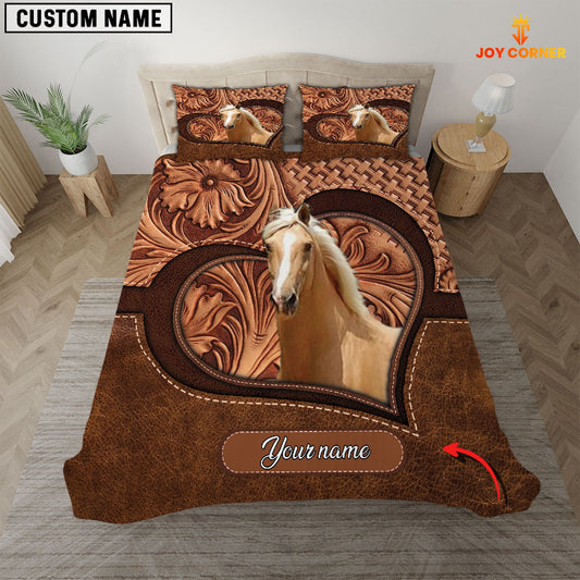 Joycorners Horse Lovers Brown Pattern Customized Name 3D Bedding Set