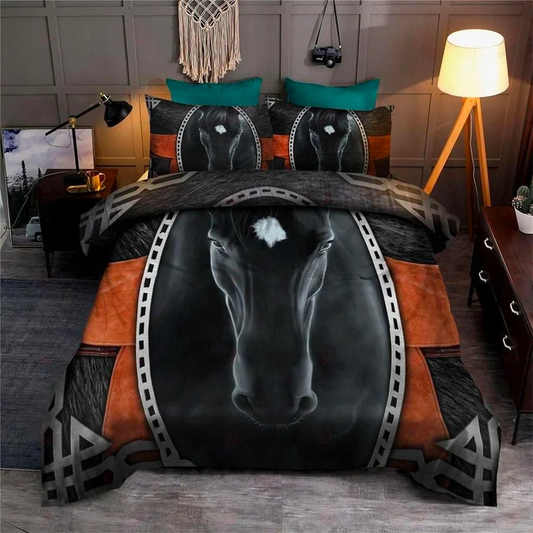 JoyCorners Black Horse Pattern 3D Bedding Set