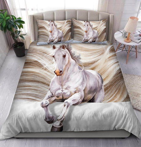 JoyCorners White Horse Pattern 3D Bedding Set