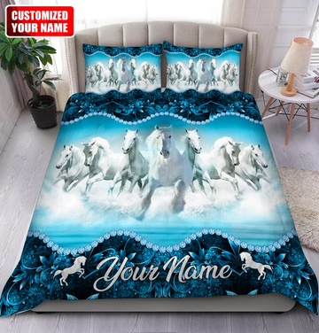 JoyCorners Horse Pattern Customized Name 3D Bedding Set