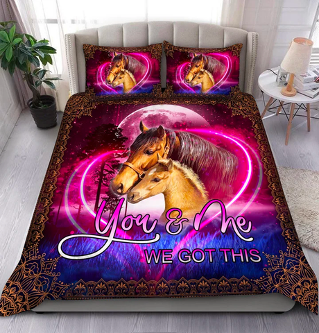 JoyCorners Horse Pattern You and Me We Got This 3D Bedding Set