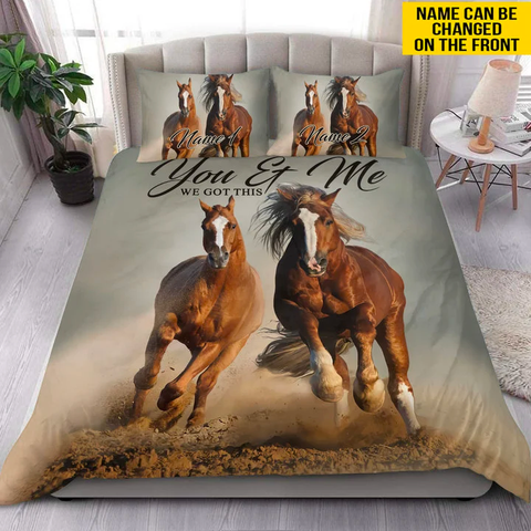 JoyCorners Horse Pattern Customized Name 3D Bedding Set