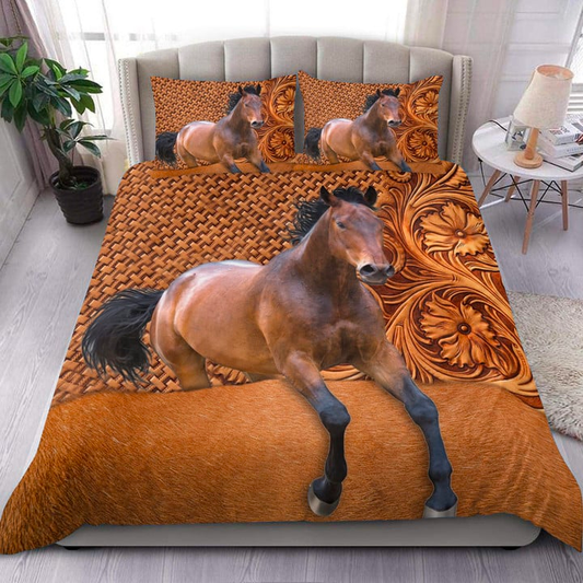 JoyCorners Brown Horse Lovers Pattern 3D Bedding Set