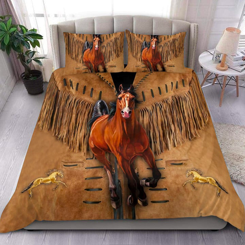 JoyCorners Brown Horse Lovers Pattern 3D Bedding Set